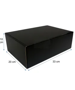 Caja de Cartón Autoarmable "33X20X10" Negra Lujo Extra Fuerte:  5 Kgs Max