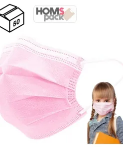 Caja De 50 Mascarillas Rosadas Certificadas Infantiles